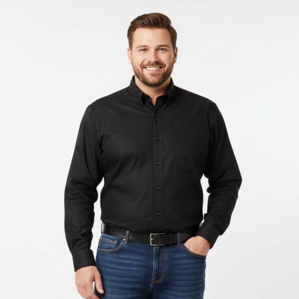 Roundtree & Yorke Men's Black Button Up &‎ Down Long Sleeve Shirt 2XT